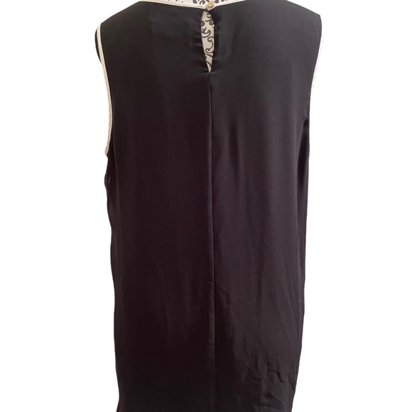 CALVIN KLEIN, sleeveless long black blouse with sheer black overlay, size L - Picture 4 of 8